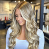Long Blonde Human Hair Blend HD Lace Front Wig (13x4) Balayage - Katie