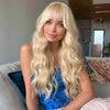 Long Wavy Blonde Full Wig with Bangs - Crystal