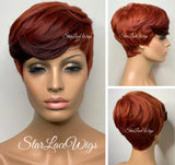 Pixie Cut Wig with Bangs Short Straight Red Copper - Bryn