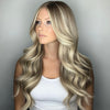 Long Blonde Human Hair Blend HD Lace Front Wig (13x4) Balayage - Katie