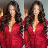 Long Curly Lace Front Wig (6x13) Parting Space Brown Auburn Highlights - Charly