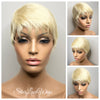 Short Straight Platinum Blonde Pixie Wig Bangs - Denise