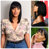 Short Black Straight Angled Bob Wig with Bangs - Jessie