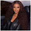 Long Curly Chocolate Brown Human Hair 13x6 HD Lace Front Wig - Nikki