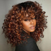 Curly Dark Ginger Bob Wig Bangs - Aurelia