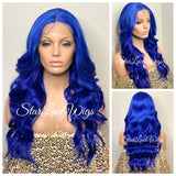Long Blue Wavy Lace Front Wig Mermaid Center Part - Faith