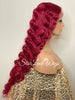 Long Red Wavy Wig Lace Front Human Hair Blend - Rhianna