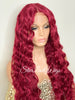 Long Red Wavy Wig Lace Front Human Hair Blend - Rhianna