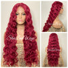 Long Red Wavy Wig Lace Front Human Hair Blend - Rhianna