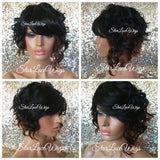 Short Curly Lace Front Bob Wig Color Mix #1b #27 #30 Straight Bangs Heat Safe