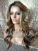 Long Wavy Auburn Dark Root Lace Wig