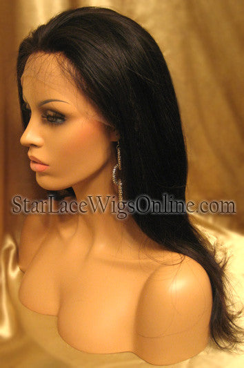 Long Straight Chinese Virgin Hair Custom Full Lace Wig