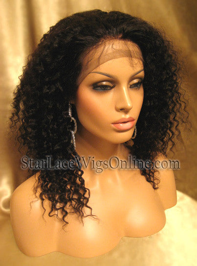 Kinky Curly Indian Remy Full Lace Wigs For Black Women