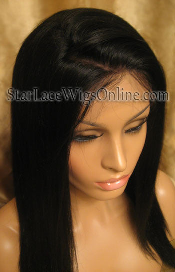 Light Yaki Straight Human Hair Custom Full Lace Wigs