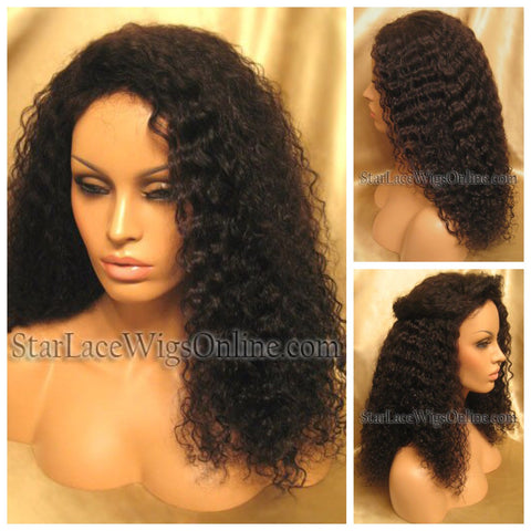 Human Hair Lace Front Wig 13x4 Straight Natural Black - Adrienne