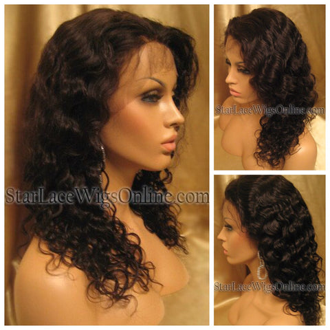 Curly Indian Remy Lace Front Wig - Stock - Lindsey