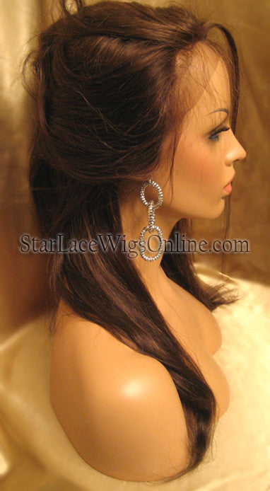Long Silky Straight Human Hair Custom Full Lace Wigs For Black Women