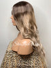 Long Full Wig Synthetic Curly Balayage Ash Blonde Dark Roots Middle Part - Alice