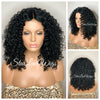 Synthetic Curly Full Wig Black Middle Part Shoulder Length - Monica