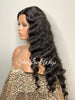 Long Body Wave Wig Black Brown Middle Part Synthetic - Susan