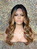 Lace Front Wig Long Synthetic Loose Waves 27/30 Dark Roots Middle Part - Irene