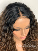 Curly Brown Lace Front Wig Long Curly Layers Middle Part - Vivian