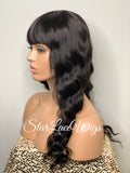 Long Wavy Black Brown Wig With Chinese Bangs - Asia