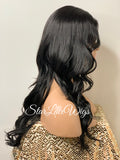 Lace Front Wig Synthetic Black Loose Waves Side Part Layers - Gwen