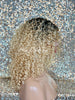 Synthetic Curly Full Wig Blonde Dark Roots Shoulder Length - Dina