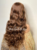 Extra Long Brown Lace Front Wig Curly Brown Middle Part - Tieren