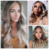 Long Full Wig Synthetic Wavy Ombre Ash Blonde Dark Roots Middle Part - Patricia