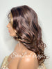 Lace Front Wig Long Curly Layers Brown Auburn Blonde Highlights - Ginger