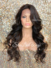 Lace Front Wig Long Synthetic Curly Layers Brown #4 Highlights #30 - Fawn