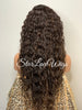 Lace Front Wig Long Wavy Curly Middle Part Brown #30 Highlights - Denise