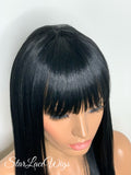 Straight Black Wig With Bangs - Cammy