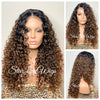 Curly Brown Lace Front Wig Long Curly Layers Middle Part - Vivian