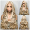 Long Blonde Lace Front Wig Wavy Layered Synthetic - Dione