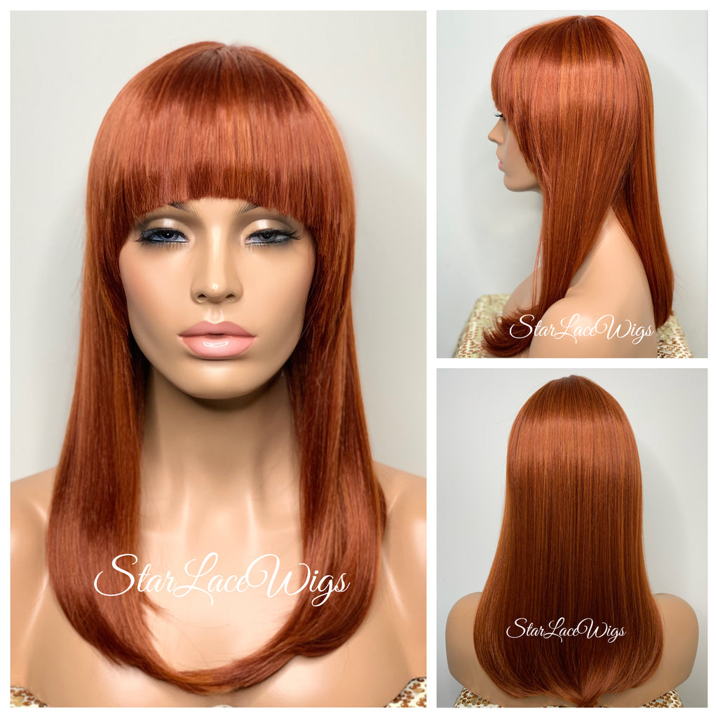 Ginger Auburn Full Wig With Bangs Straight - Rylie