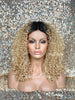 Synthetic Curly Full Wig Blonde Dark Roots Shoulder Length - Dina