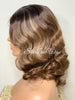 Short Wavy Ash Brown Lace Front Bob Wig Highlights (6x13) Parting Space - Joey