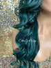 Lace Front Wig Long Synthetic Curly Layers Green Middle Part - Nora