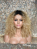 Synthetic Curly Full Wig Blonde Dark Roots Shoulder Length - Dina