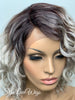 Lace Front Wig Short Wavy Ash Blonde Silver Synthetic Bob Brown Roots - Flavia