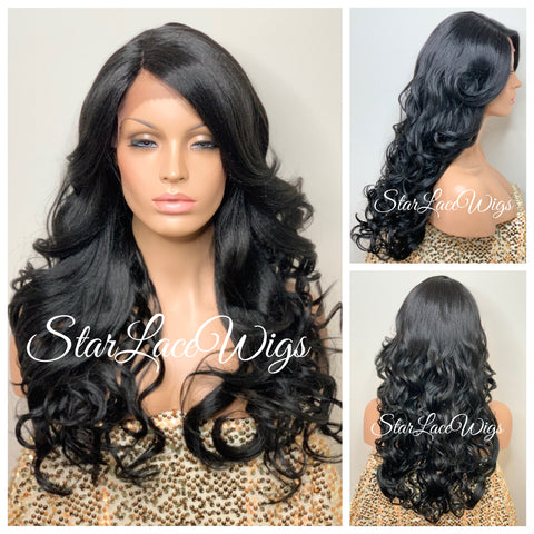 Long Blonde Lace Front Wig Wavy Layered Synthetic - Dione