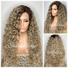 Lace Front Wig Dirty Ash Blonde Dark Roots Long Wavy Side Part - Daria