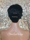 Short Synthetic Wig Black Pixie Bangs - Aubree