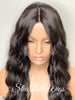Long Full Wig Synthetic Wavy Black Brown Middle Part Layers - Allegra