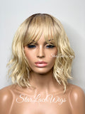 Blonde Wavy Bob Wig with Bangs Rooted - Maryanne