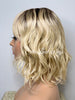 Blonde Wavy Bob Wig with Bangs Rooted - Maryanne