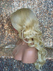 Long Platinum Blonde Lose Curly Layered Synthetic Lace Front Wig Bangs - Jazzy